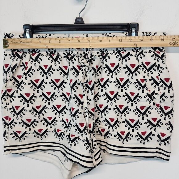 Loft Geo Linen Blend Shorts Size S Pull On Elastic Waist Drawstring Pockets - Picture 6 of 9